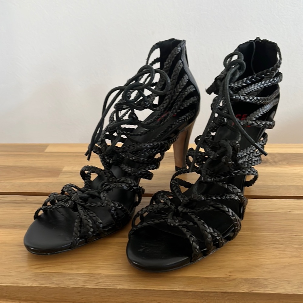 Pedder red black sandal heels